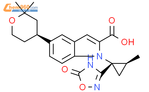 1H-Indole-2-carboxylic acid, 1-[(1S,2S)-1-(2,5-dihydro-5-oxo-1,2,4-oxadiazol-3-yl)-2-methylcyclopropyl]-5-[(4S)-tetrahydro-2,2-dimethyl-2H-pyran-4-yl]-