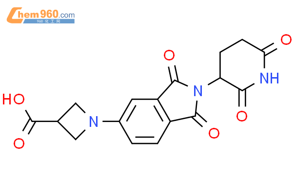 1-(2-(2,6-二氧哌啶-3-基)-1,3-二氧异吲哚啉-5-基)氮杂环丁烷-3-羧酸结构式
