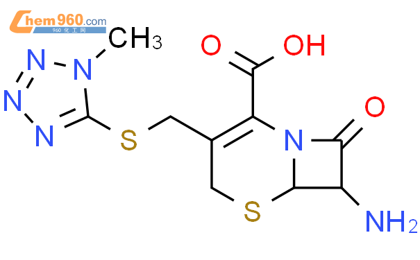 7-氨基-3-(1-甲基-1H-四唑-5-硫代甲基)-8-氧代-5-硫杂-1-氮杂双环[4.2.0]辛-2-烯-2-羧酸结构式图片|24209-38-9结构式图片