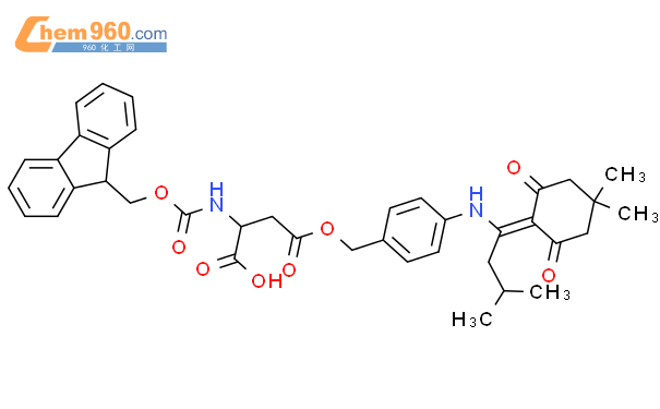 N-芴甲氧羰基-L-天冬氨酸 4-[[4-[[1-(4,4-二甲基-2,6-二氧代环己亚基)-3-甲基丁基]氨基]苯基]甲基]酯结构式图片|269066-08-2结构式图片