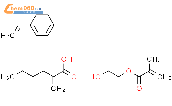 2-甲基-2-丙烯酸-2-羥基乙酯與2-丙烯酸丁酯和苯乙烯的聚合物結構式