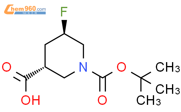 反式-5-氟哌啶-1,3-二羧酸1-叔丁酯结构式