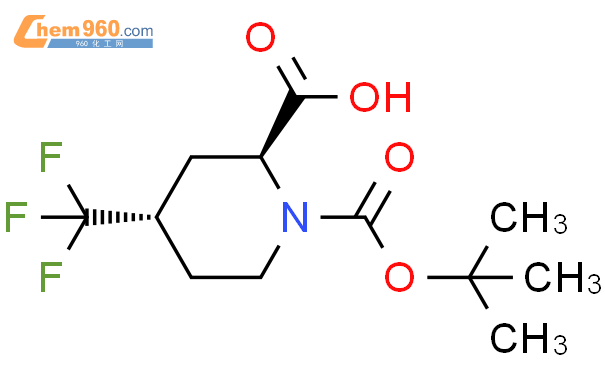 反式-4-三氟甲基哌啶-1,2-二羧酸1-叔丁酯结构式