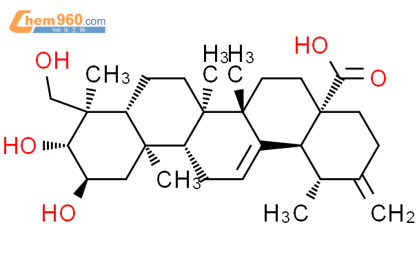 (2α,3β,4α)-2,3,23-三羟基乌苏-12,20(30)-二烯-28-酸结构式图片|341971-45-7结构式图片