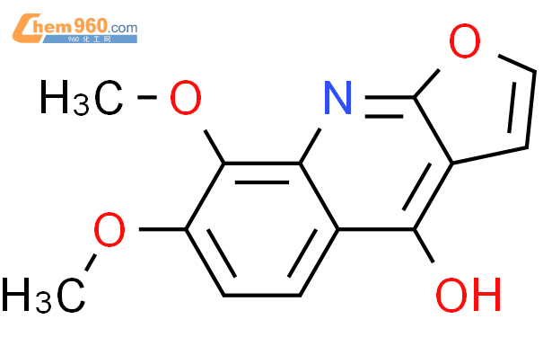 7,8-二甲氧基呋喃[2,3-b]喹啉-4-醇结构式