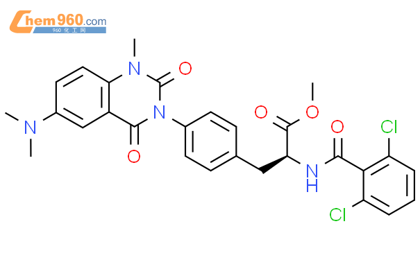 methyl (2S)-2-[(2,6-dichlorobenzoyl)amino]-3-[4-[6-(dimethylamino)-1-methyl-2,4-dioxoquinazolin-3-yl]phenyl]propanoate结构式图片|401905-67-7结构式图片