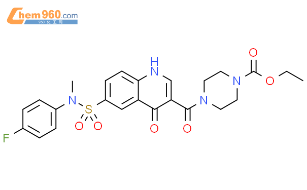 423126 72 14 6 4 氟苯基甲基氨基 磺酰基 14 二氢 4 氧代 3 喹啉基 羰基 1 哌嗪基甲酸乙酯cas号423126 72 14 6 4 