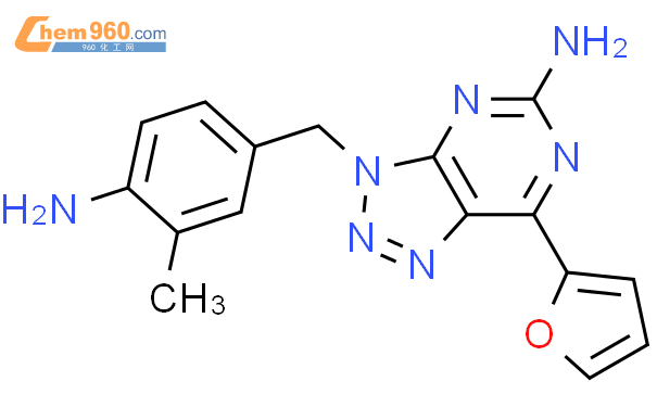 3-(4-氨基-3-甲基并苄基)-7-(2-呋喃基)-3H-[1,2,3]噻唑并[4,5-d]嘧啶-5-胺结构式图片|442908-10-3结构式图片