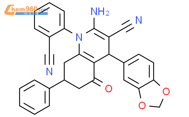 2-amino-4-(1,3-benzodioxol-5-yl)-1-(2-cyanophenyl)-5-oxo-7-phenyl-1,4,5,6,7,8-hexahydro-3-quinolinecarbonitrile