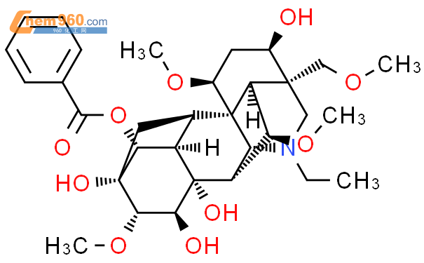 苯甲酰乌头原碱结构式图片|466-24-0结构式图片