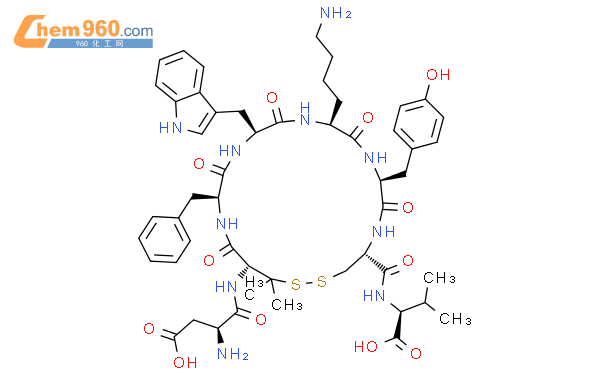 L-Valine, L-a-aspartyl-3-mercapto-L-valyl-L-phenylalanyl-L-tryptophyl-L-lysyl-L-tyrosyl-L-cysteinyl-,cyclic (2&reg;7)-disulfide