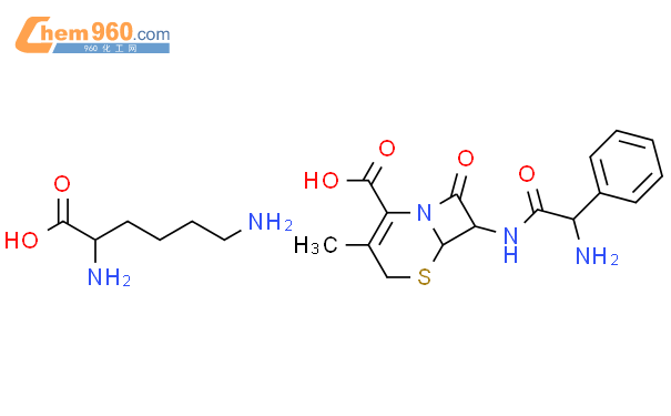 L-赖氨酸 (6R,7R)-7-[(2-氨基-2-苯基-乙酰基)氨基]-3-甲基-8-氧代-5-硫杂-1-氮杂双环[4.2.0]辛-2-烯-2-羧酸