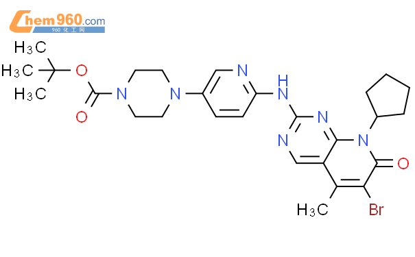 4-6-(6-溴-8-环戊基-7,8-二氢-5-甲基-7-氧代吡啶并2,3-D嘧啶-2-基)氨基-3-吡啶基-1-哌嗪羧酸叔丁酯