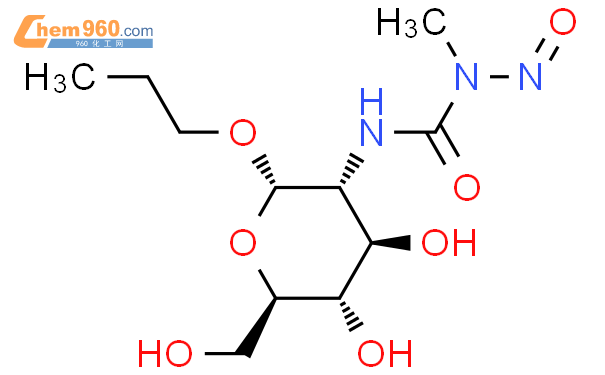 2-脫氧-2-(3-甲基-3-亞硝基脲啶)-α-d-吡喃葡萄糖苷丙酯結構式