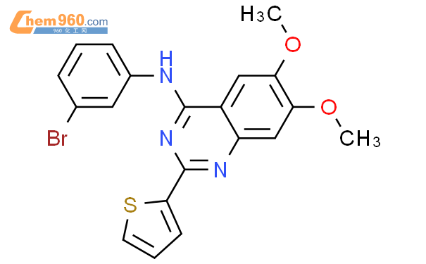 602333 17 5 4 Quinazolinamine N 3 bromophenyl 6 7 dimethoxy 2 2 thienyl 化学式结构式分子式mol