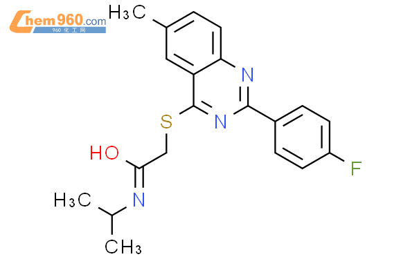 9ci 2 2 4 氟苯基 6 甲基 4 喹唑啉 硫代 N 1 甲基乙基 乙酰胺「cas号：606134 56 9」 960化工网 