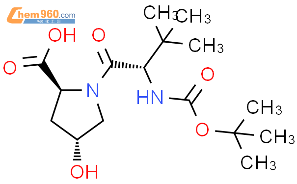 (2S,4R)-1-((S)-2-((叔丁氧基羰基)氨基)-3,3-二甲基丁酰基)-4-羟基吡咯烷-2-甲酸结构式图片|630421-46-4结构式图片