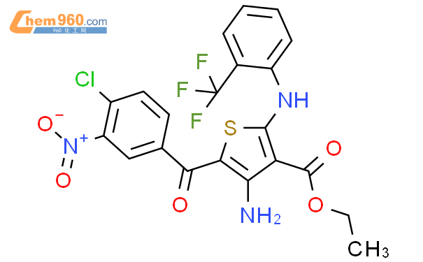 4-氨基-5-(4-氯-3-硝基苯甲酰基)-2-[[2-(三氟甲基)苯基]氨基]-3-噻吩羧酸乙酯结构式图片|680212-25-3结构式图片
