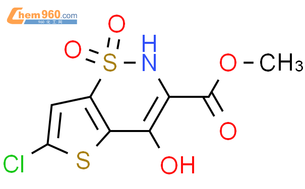 6-氯-4-羟基-3-甲氧羰基-2H-噻吩并[2,3-e]-1,2-噻嗪-1,1-二氧化物结构式图片|70374-51-5结构式图片