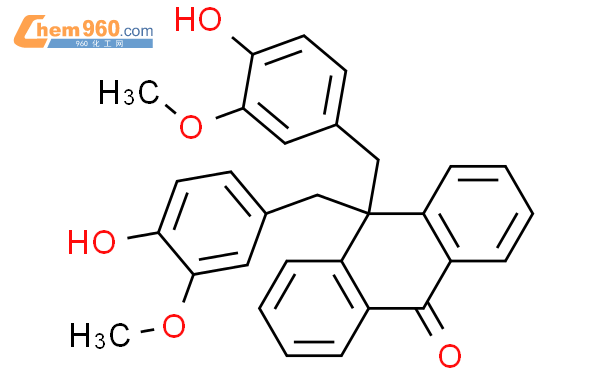 76438 44 3 9 10H Anthracenone 10 10 bis 4 hydroxy 3 methoxyphenyl methyl 化学式结构式分子式mol