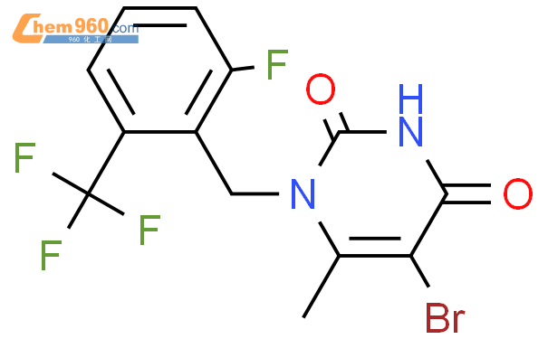 1-（2-氟-6-（三氟甲基）苄基）-5-溴-6-甲基嘧啶-2,4（1H，3H） - 二酮 5-（2-氟-3-甲氧苯基）- 1 - [ [ 2-氟-6 -（三氟甲基）苯基]甲基] - 6-甲基-2,4