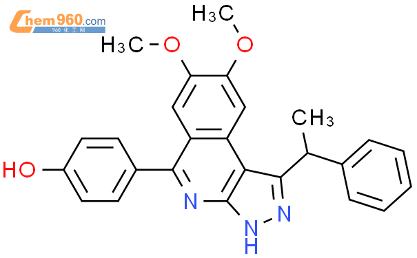 4-[7,8-双(甲基氧基)-1-(1-苯基乙基)-3H-吡唑并[3,4-c]异喹啉-5-基]苯酚结构式图片|838854-58-3结构式图片