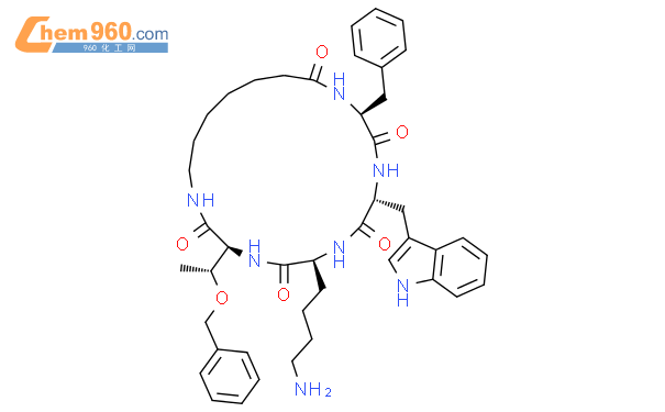Cyclo[7-aminoheptanoyl-L-phenylalanyl-D-tryptophyl-L-lysyl-O-(phenylmethyl)-L-threonyl]