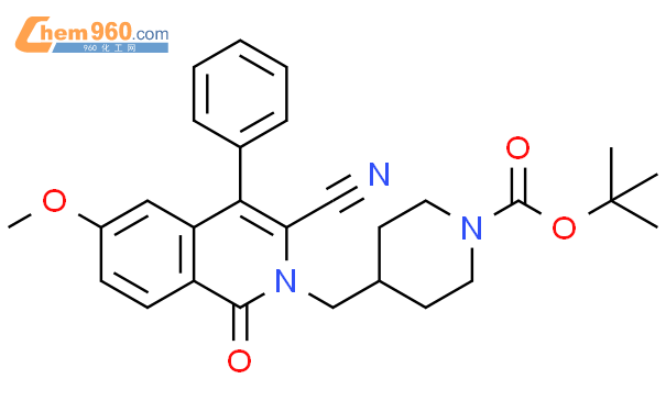 849634 56 6 1 Piperidinecarboxylic Acid 4 3 Cyano 6 Methoxy 1 Oxo 4 Phenyl 2 1H Isoquinolinyl