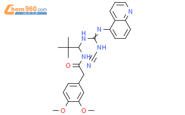 N-[1-[[(氰基氨基)(5-喹啉亚氨基)甲基]氨基]-2,2-二甲基丙基]-3,4-二甲氧基苯乙酰胺结构式图片|861393-28-4结构式图片