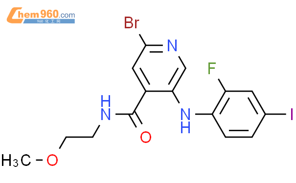 885589 08 2 4 Pyridinecarboxamide 2 Bromo 5 2 Fluoro 4 Iodophenyl Amino N 2 Methoxyethyl