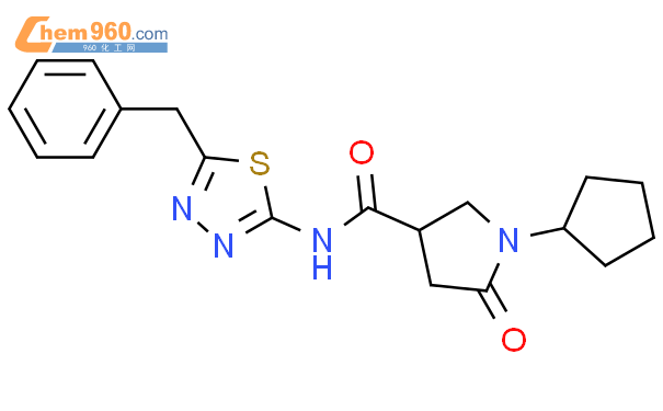 887677 03 4 N 5 Benzyl 1 3 4 Thiadiazol 2 Yl 1 Cyclopentyl 5 Oxopyrrolidine 3 Carboxa Midecas