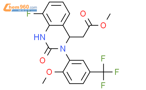 8-氟-1,2,3,4-四氢-3-[2-甲氧基-5-(三氟甲基)苯基]-2-氧代-4-喹唑啉乙酸甲酯结构式图片|917389-21-0结构式图片