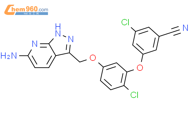 920035 77 4 Benzonitrile 3 5 6 Amino 1H Pyrazolo 3 4 B Pyridin 3 Yl Methoxy 2 Chlorophenoxy