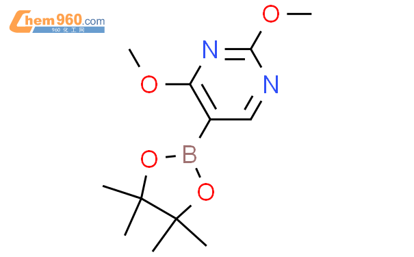 2,6-二甲氧基-5-(4,4,5,5-四甲基-1,3,2-二氧杂环戊硼烷-2-基)嘧啶结构式图片|936250-17-8结构式图片