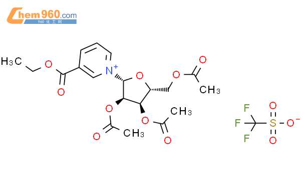 3,5-三-o-乙酰基-beta-d-呋喃核糖基)-吡啶鎓三氟甲烷磺酸酯結構式