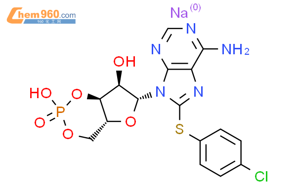 8-(4-硫代氯苯基)腺苷-3',5'-(环状)单磷酸钠盐结构式图片|93882-12-3结构式图片