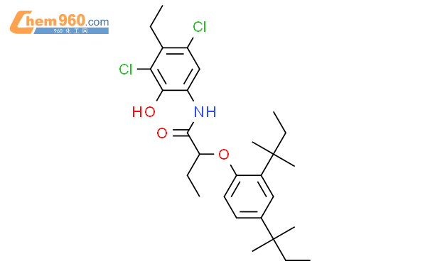 2-[2,4-双(1,1-二甲基丙基)苯氧基]-N-(3,5-二氯-4-乙基-2-羟基苯基)丁酰胺结构式图片|93951-12-3结构式图片