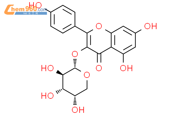 山柰酚-3-O-α-L-阿拉伯糖苷结构式图片|99882-10-7结构式图片