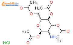 2-氨基-2-脱氧-β-D-吡喃葡萄糖 1,3,4,6-四乙酸酯盐酸盐结构式图片|10034-20-5结构式图片