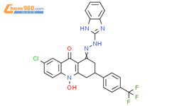 1,9(2H,10H)-Acridinedione, 7-chloro-3,4-dihydro-10-hydroxy-3-[4-(trifluoromethyl)phenyl]-, 1-[2-(1H-benzimidazol-2-yl)hydrazone]结构式图片|102192-45-0结构式图片
