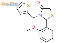2-(2-Methoxy-phenyl)-3-thiophen-2-ylmethyl-thiazolidin-4-one结构式