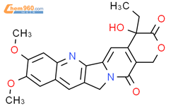 1H-吡喃并[3'，4'：6,7]吲哚并[1,2-b]喹啉-3,14（4H，12H）-二酮，4-乙基-4-羟基-8,9-二甲氧基-结构式图片|104155-88-6结构式图片