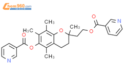 3-Pyridinecarboxylicacid,2-[3,4-dihydro-2,5,7,8-tetramethyl-6-[(3-pyridinylcarbonyl)oxy]-2H-1-benzopyran-2-yl]ethylester结构式图片|104568-67-4结构式图片