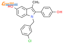 1H-Indol-5-ol, 1-[(3-chlorophenyl)methyl]-2-(4-hydroxyphenyl)-3-methyl-结构式图片|104599-12-4结构式图片