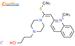 Quinolinium,2-[2-[4-(3-hydroxypropyl)-1-piperazinyl]-2-(methylthio)ethenyl]-1-methyl-,iodide (1:1)结构式图片|104664-37-1结构式图片