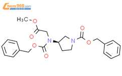 (R)-苯甲基 3-(((苄氧基)羰基)(2-甲氧基-2-氧亚基乙基)氨基)吡咯烷-1-甲酸基酯结构式图片|1056211-02-9结构式图片