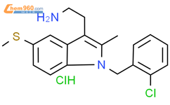 1-[（2-氯苯基）-甲基]-2-甲基-5-（甲硫基）-盐酸盐（1:1）1H-吲哚-3-乙胺结构式图片|1071544-43-8结构式图片