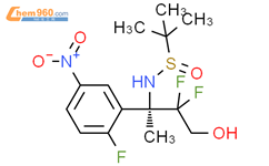 (R)-N-((R)-3,3-二氟-2-(2-氟-5-硝基苯基)-4-羟基丁烷-2-基)-2-甲基丙烷-2-亚磺酰胺结构式图片|1075231-03-6结构式图片
