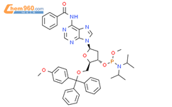 5'-O-MMTR-2'-脱氧腺苷-(N-BZ)-3'-甲基磷酰胺结构式图片|107573-07-9结构式图片
