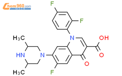 3-Quinolinecarboxylicacid,1-(2,4-difluorophenyl)-7-(3,5-dimethyl-1-piperazinyl)-6-fluoro-1,4-dihydro-4-oxo-结构式图片|108138-29-0结构式图片